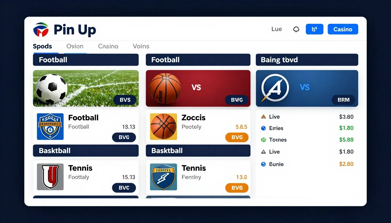Sección de apuestas deportivas en Pin Up Casino