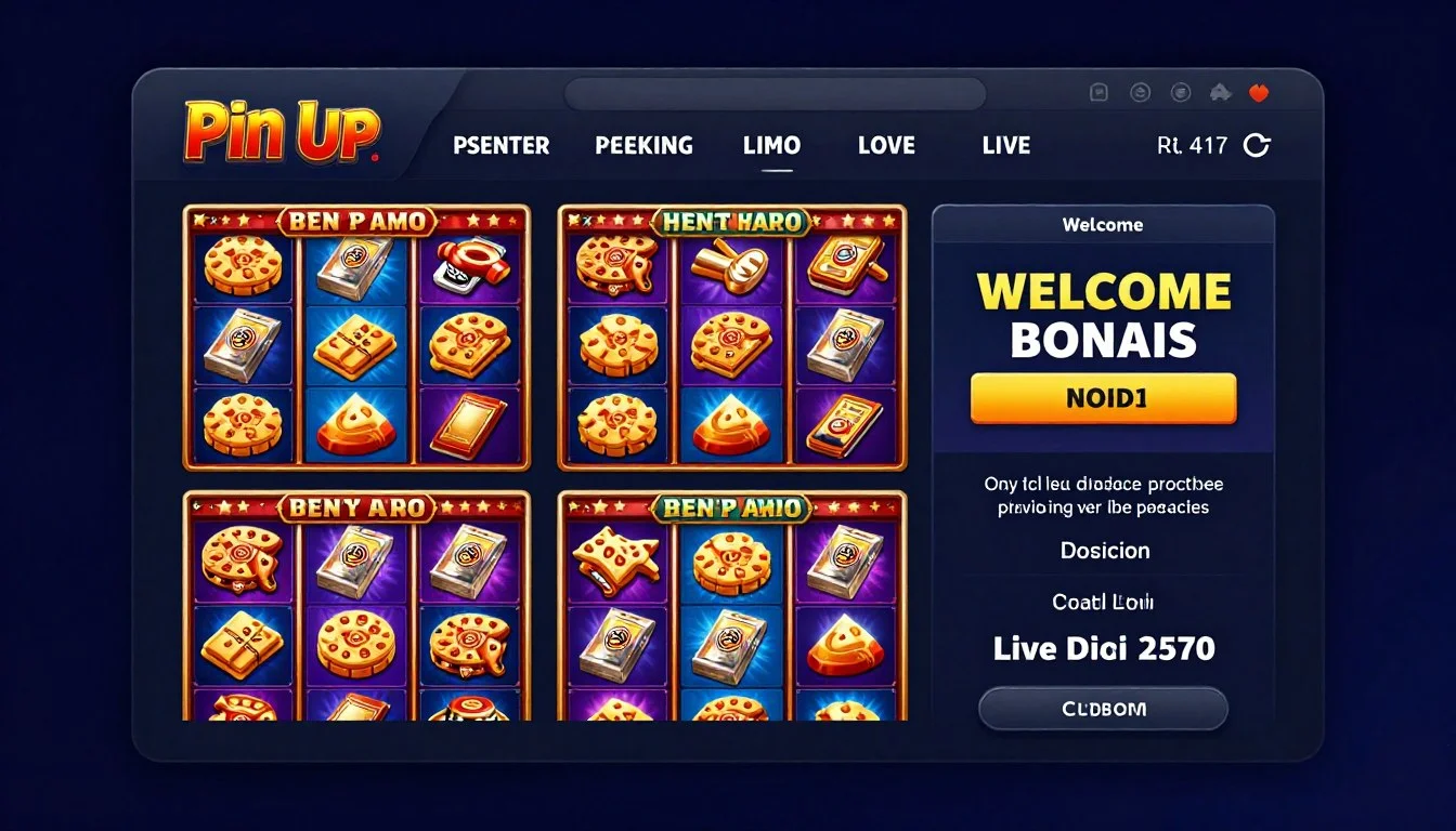 Interfaz principal de Pin Up Casino mostrando juegos y bonos